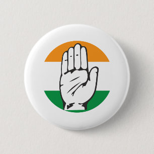 Badge Rond 5 Cm Parti du Congrès de symbole de main de l'Inde