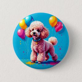 BADGE ROND 5 CM PARTI POODLE