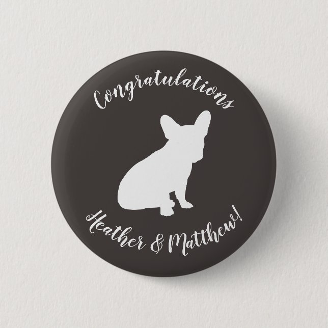 Badge Rond 5 Cm Parti Silhouette de Bulldog (Devant)