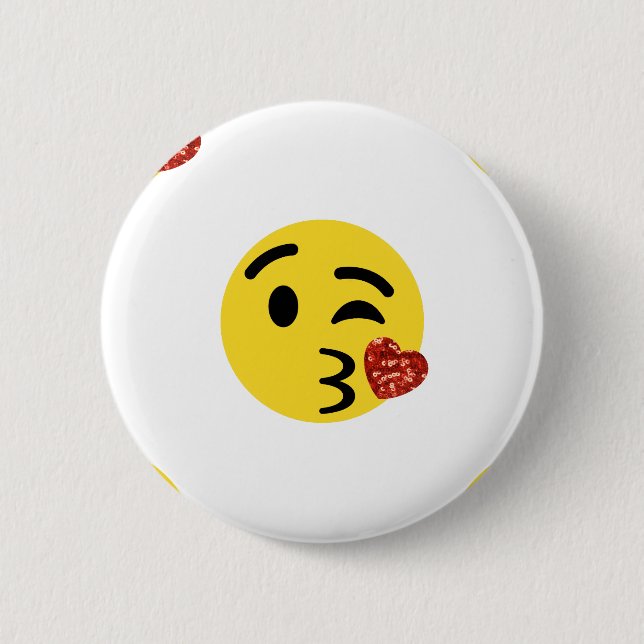 Badge Rond 5 Cm parties scintillant baiser émoji (Devant)