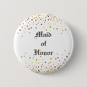 Badge Rond 5 Cm Parties scintillant d'or Faux Foil Confetti Maid o