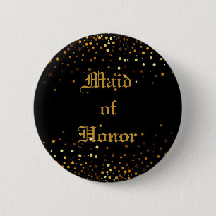 Badge Rond 5 Cm Parties scintillant d'or Faux Foil Confetti Maid o