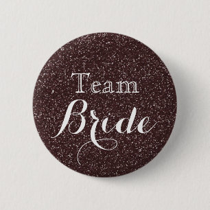Badge Rond 5 Cm Parties scintillant d'or Faux Foil Mariage Team Br