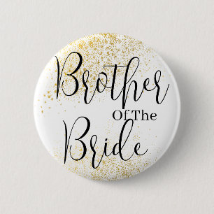 Badge Rond 5 Cm Parties scintillant d'or frère du mariage marié Bu