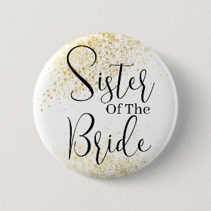 Badge Rond 5 Cm Parties scintillant d'or soeur du mariage marié Bu
