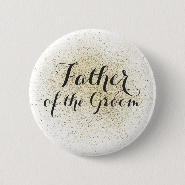 Badge Rond 5 Cm Parties scintillant Gold Père du bouton Groom (Devant)