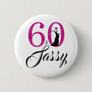 Badge Rond 5 Cm Parties scintillant rose 60 et fête d'anniversaire