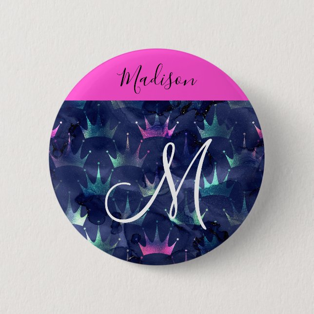 Badge Rond 5 Cm Parties scintillant rose chaud étincelles Mermaid  (Devant)