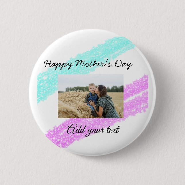 Badge Rond 5 Cm Parties scintillant simple rose bleu jour mère ajo (Devant)