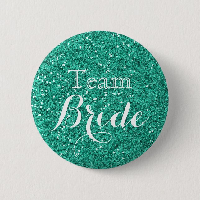 Badge Rond 5 Cm Parties scintillant turquoise Faux Foil Mariage Te (Devant)
