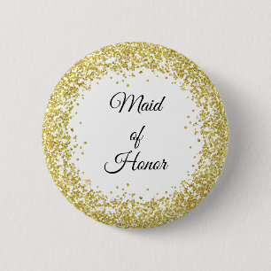 Badge Rond 5 Cm Parties scintillantes d'or. Domestique d'honneur