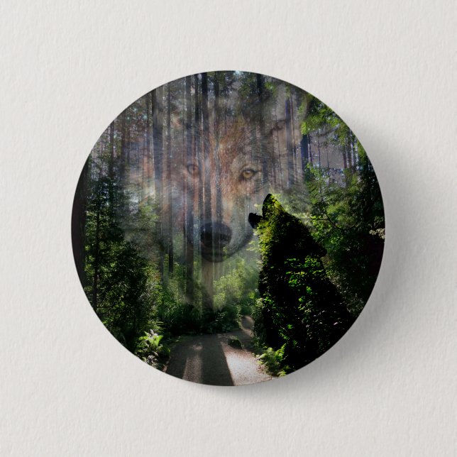 Badge Rond 5 Cm Partis avec les loups (Devant)