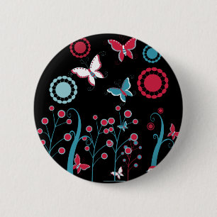 Badge Rond 5 Cm Pastel bleu de papillons de rose assez Girly de