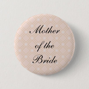 Badge Rond 5 Cm Pastel Peach et Gold GéométriqueMère de la Mariée