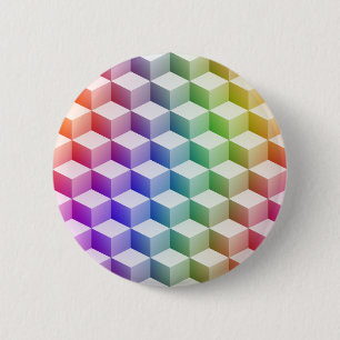 Badge Rond 5 Cm Pastel Rainbow Colored Shaded 3D Look Cubes