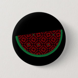 Badge Rond 5 Cm Pastèque de Palestine Broderie tatreez rouge
