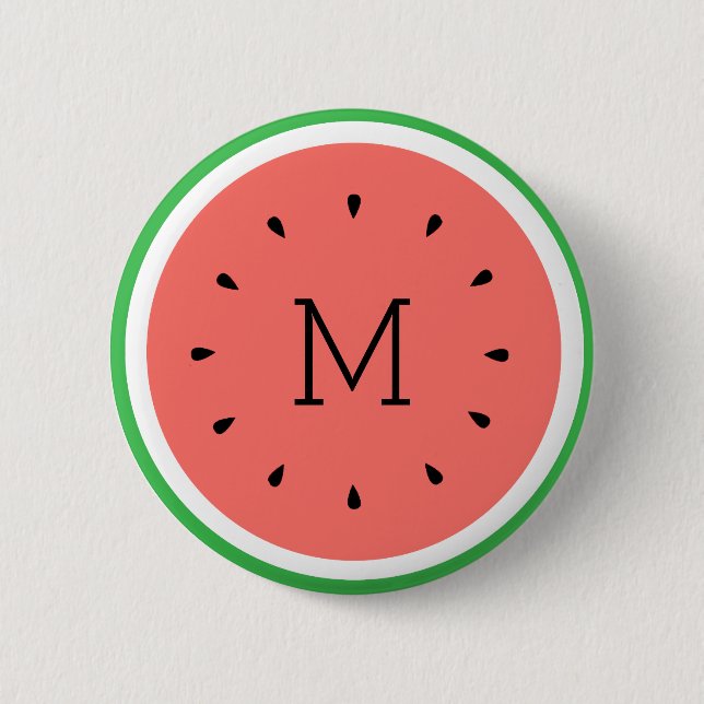 Badge Rond 5 Cm pastèque monogramme sur mesure (Devant)