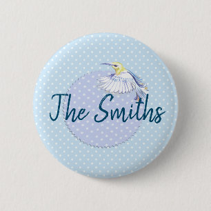 Badge Rond 5 Cm Patch de colibri sur Pois