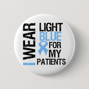 Badge Rond 5 Cm Patients bleu-clair de ruban de cancer de la