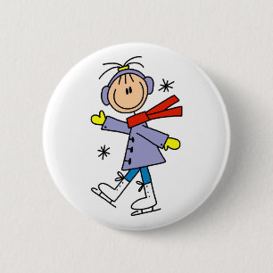 Badge Rond 5 Cm Patinage de glace d'hiver