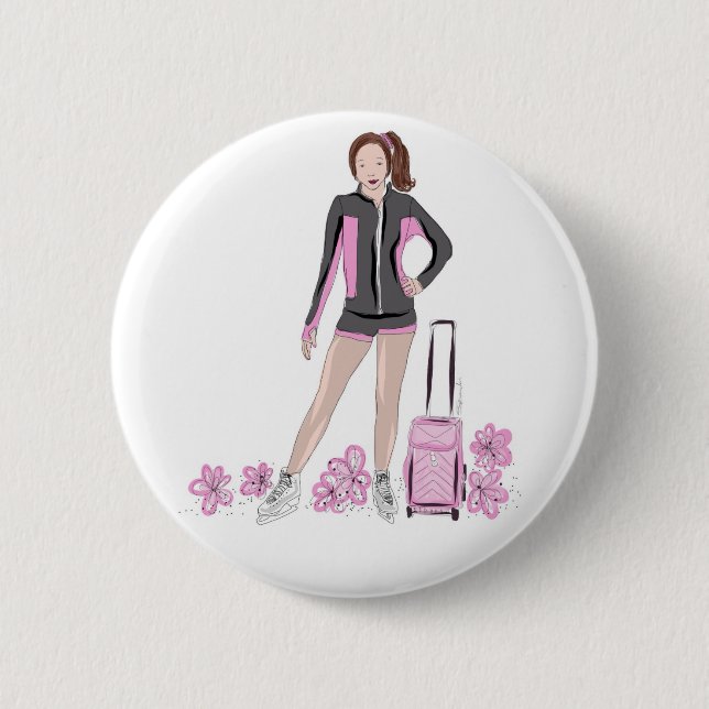 Badge Rond 5 Cm Patineur artistique avec le sac de Zuka (Devant)