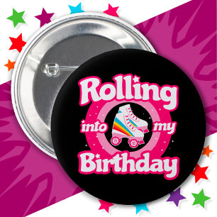 Badge Rond 5 Cm Patinoire à rouleaux Patinage Anniversaire Fête En