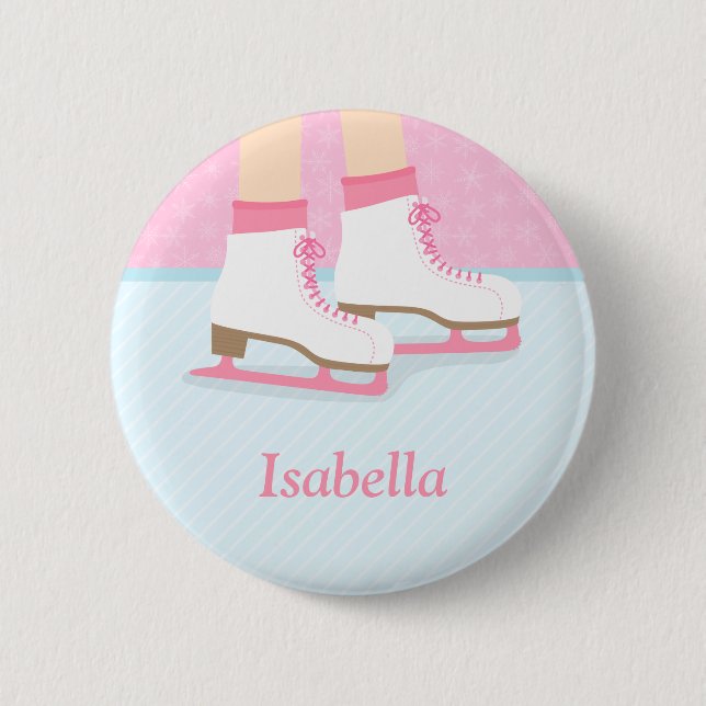 Badge Rond 5 Cm Patins à glace Patinoire Pour Filles (Devant)