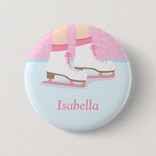 Badge Rond 5 Cm Patins à glace Patinoire Pour Filles