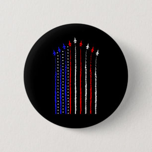 Badge Rond 5 Cm Patriot Juillet 4 Jets d'avion de chasse Drapeau U