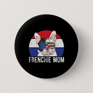 Badge Rond 5 Cm Patriote Bouledogue Français Frenchie Drapeau Amér