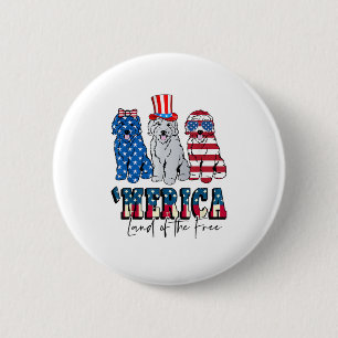 Badge Rond 5 Cm Patriotique Goldendoodle Chien 4 juillet Amérique