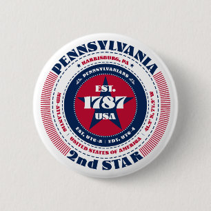 Badge Rond 5 Cm Patriotique Pennsylvania Circle avec détails d'éta