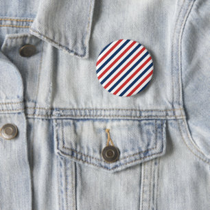 Badge Rond 5 Cm Patriotique Rouge Blanc et Bleu