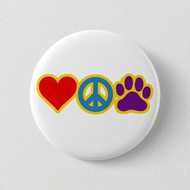 Badge Rond 5 Cm Patte de paix d'amour (Devant)