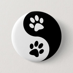 Badge Rond 5 Cm Pattes de chien de Yin Yang