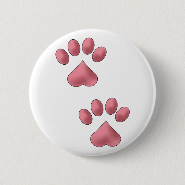 Badge Rond 5 Cm Pattes de coeur (Devant)