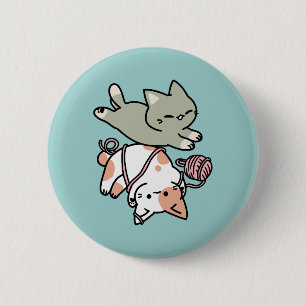 Badge Rond 5 Cm Pattes et Jeux – Illustration de Chat Adorable