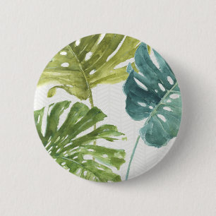 Badge Rond 5 Cm Paumes tropicales mélangées des verts  