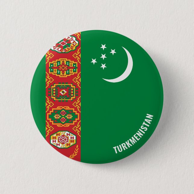 Badge Rond 5 Cm Pavillon turkmène Patriotique mignon (Devant)