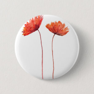 Badge Rond 5 Cm Pavot rouge