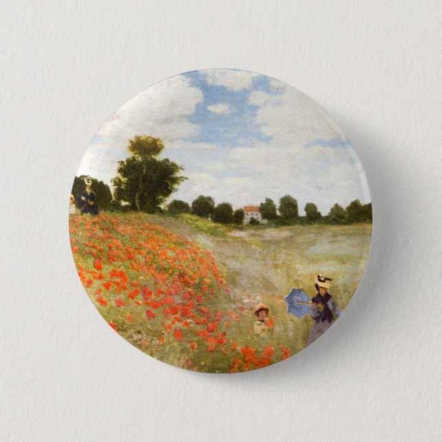 Badge Rond 5 Cm Pavots rouges fleurissant - Claude Monet (Devant)
