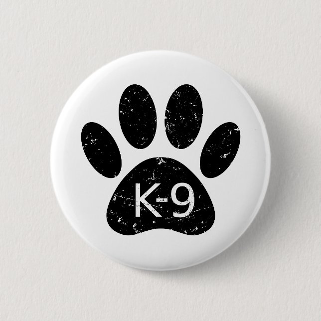 Badge Rond 5 Cm Paw Chien en Perdu Grunge K-9 (Devant)