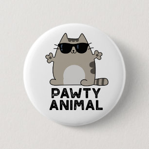 Badge Rond 5 Cm Pawty Animal Funny Party Chat Pun