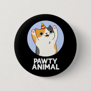 Badge Rond 5 Cm Pawty Animal Funny Party Chat Pun Dark BG