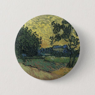 Badge Rond 5 Cm Paysage de Van Gogh au crépuscule