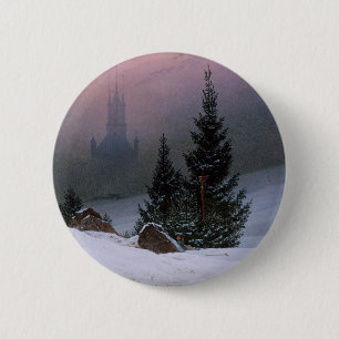 Badge Rond 5 Cm Paysage d'hiver (par Caspar David Friedrich)