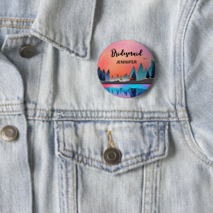 Badge Rond 5 Cm Paysage hivernal serein avec demoiselle d'honneur 