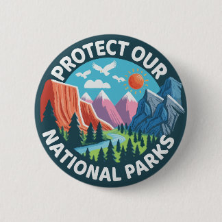 Badge Rond 5 Cm Paysage Protéger nos parcs nationaux