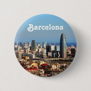 Badge Rond 5 Cm Paysage urbain de Barcelone
