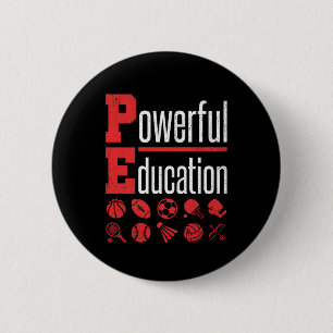 Badge Rond 5 Cm PE Enseignant Gym Entraînement Puissant Éducation